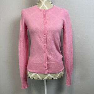 Hudson's Bay Company Pink 100% Cashmere Crew Neck Button Front Cardigan XS
